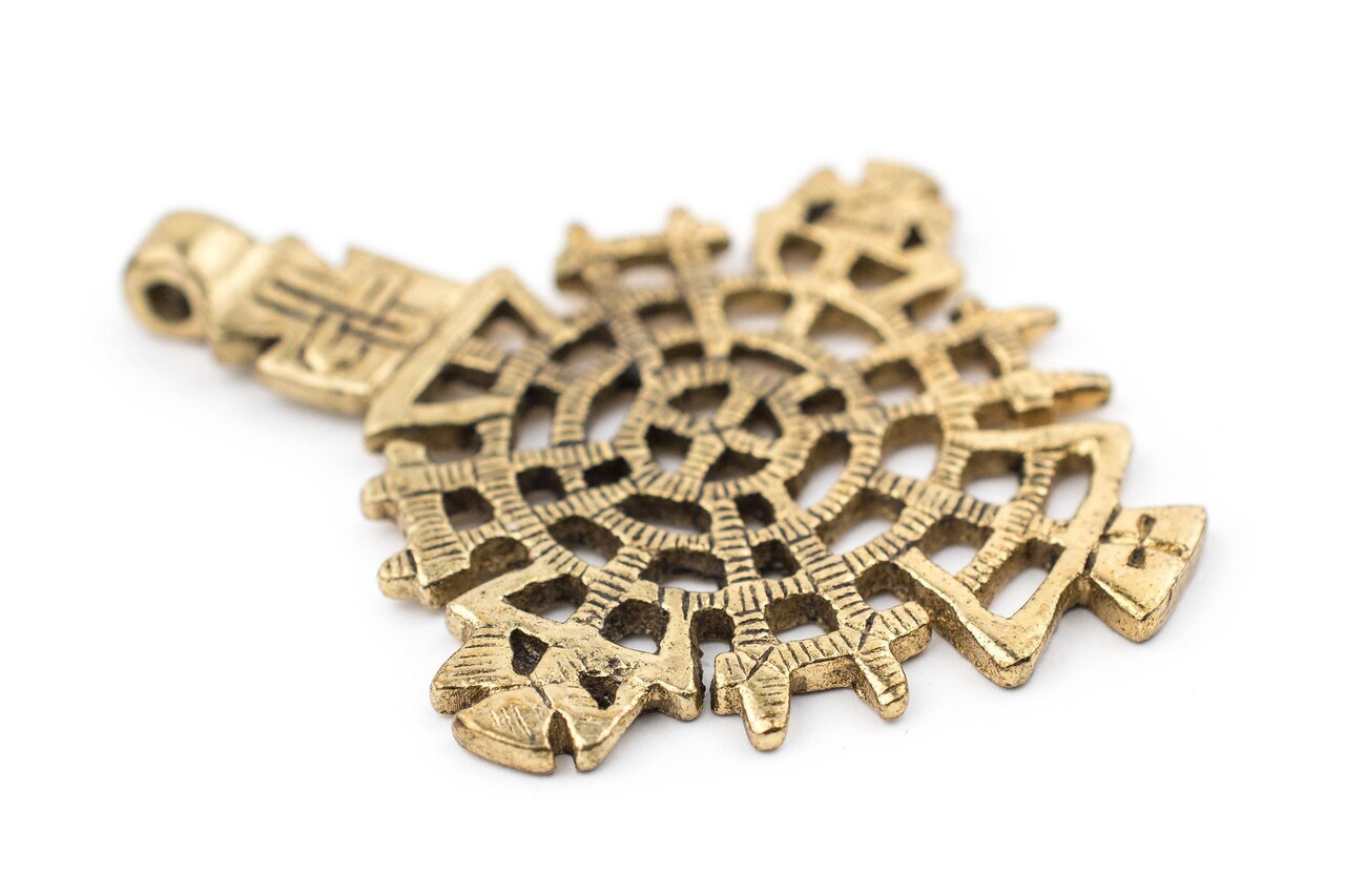 Brass Ethiopian Coptic Cross Pendant, African Abyssinian Design, Orthodox Christian Pendant for Jewelry, The Bead Chest